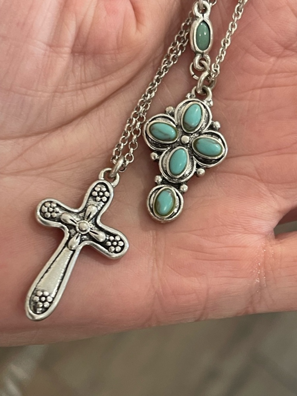 Lucky Brand Silver-Tone Layered Necklace with Turquoise Accents - Picture 3 of 8